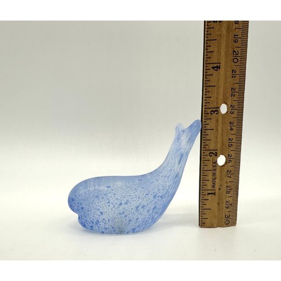 Blue Whale Art Glass Frosted Speckle Figurine Handmade Sea Beach Nautical Statue - Picture 9 of 10